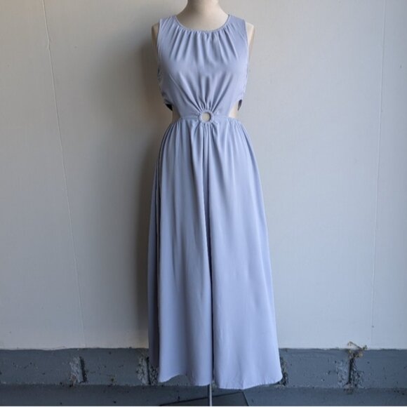 Blue Side Cut Out Midi Dress - Picture 2 of 7